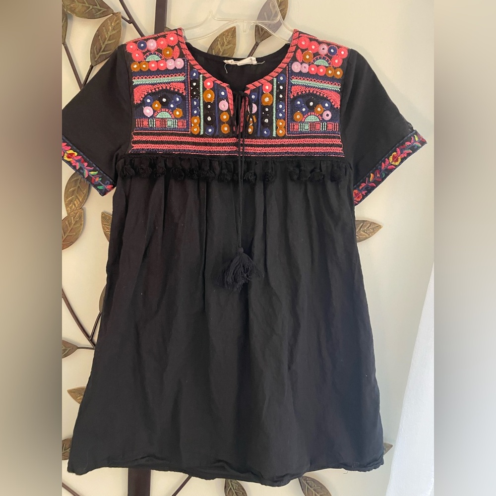 Love Riche Black embroidered Boho Tunic/Dress